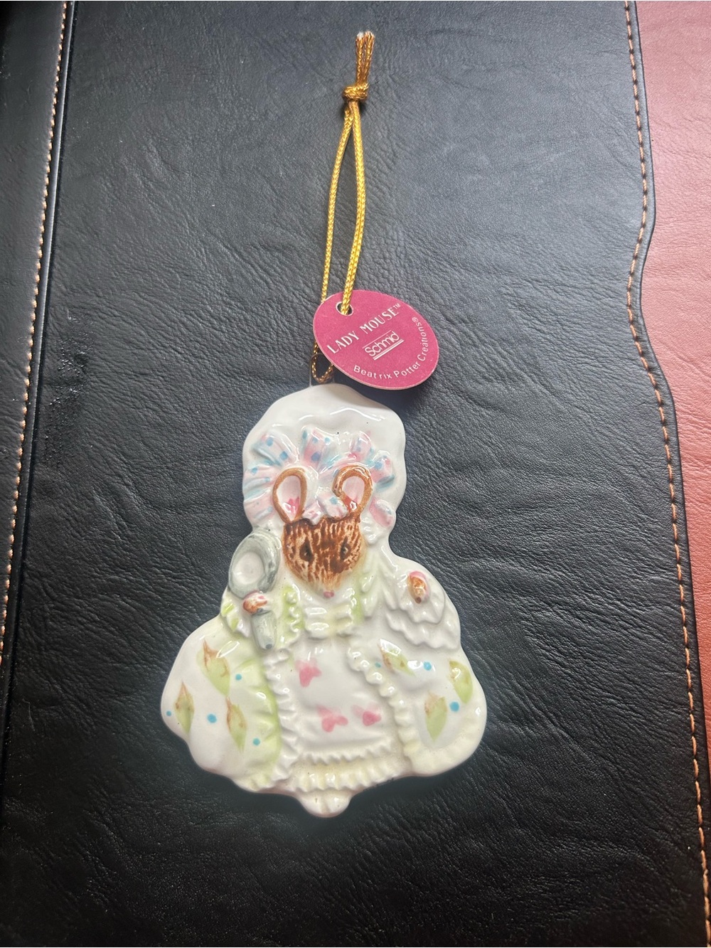 Beatrix Potter Creations Lady Mouse Porcelain Hanging Ornament in Pastel Colors